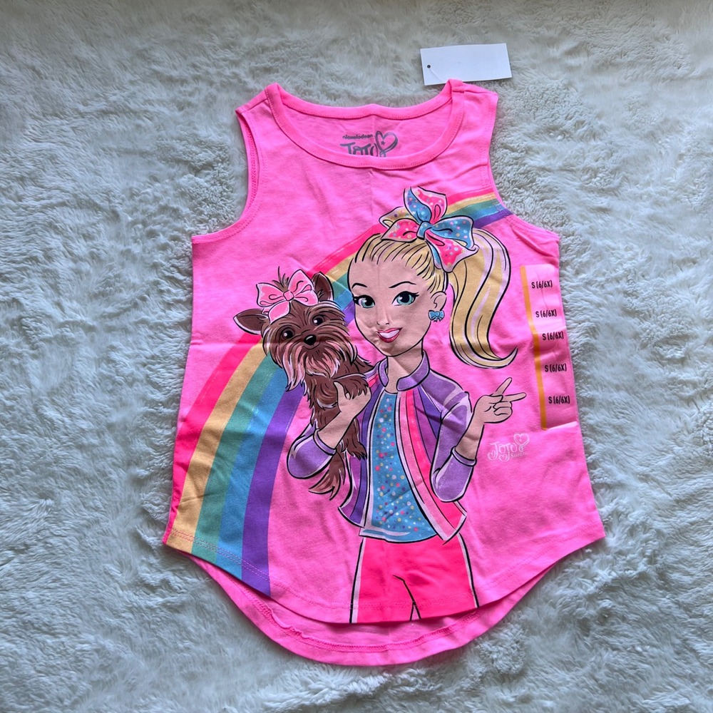JoJo Siwa Girls Ultra Pink Rainbow BowBow Graphic Tank Top S 6-6X G0GJOS0604